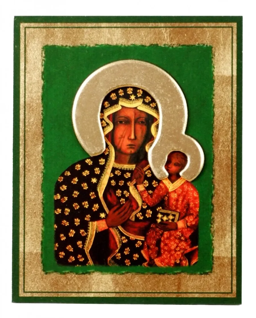obrazek 2 Wyborna Ikona Złocona z nimbem Matka Boska Częstochowska 25x31 cm