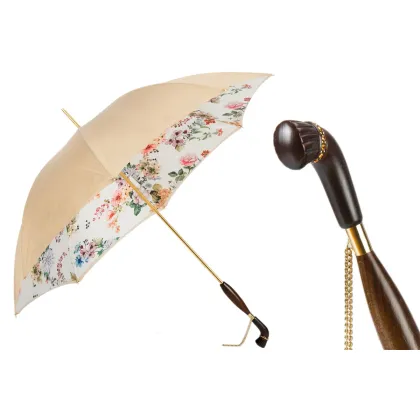 Zdjęcie Piękny parasol damski w kolorze kości słoniowej z subtelnym motywem kwiatów - Pasotti