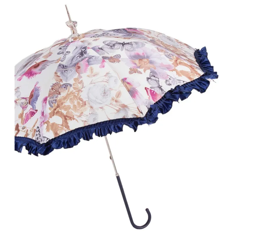 obrazek 6 Piękny parasol damski w stylu retro zdobiony wyjątkowym motywem w motyle – Pasotti