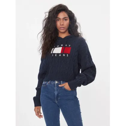 Zdjęcie Tommy Jeans Sweter Center Flag DW0DW16528 Granatowy Regular Fit