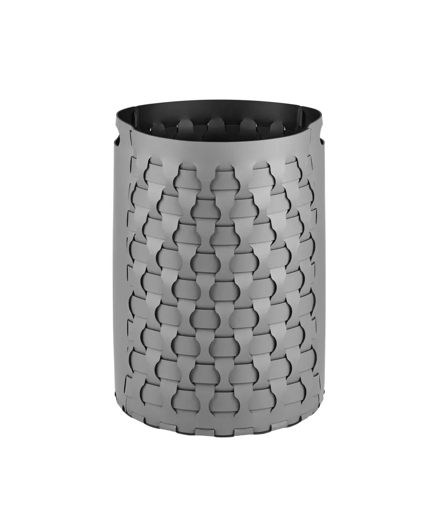 obrazek 1 Klasyczny duży kosz Dubai Ø40xH57 cm wykonany z szarej skóry