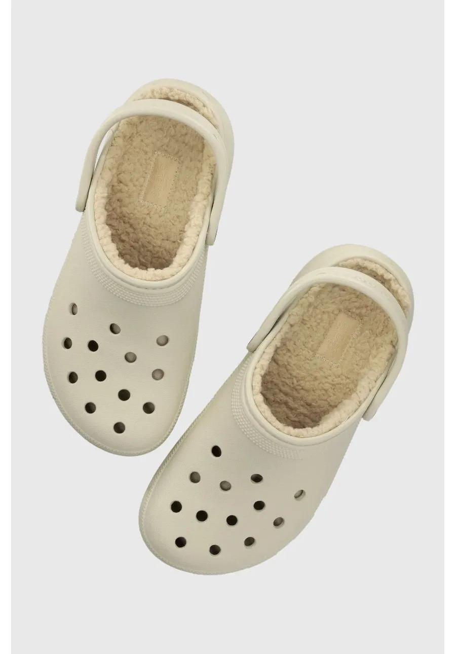 obrazek 1 Crocs kapcie Classic Platform Lined Clog damskie kolor beżowy na platformie 207938