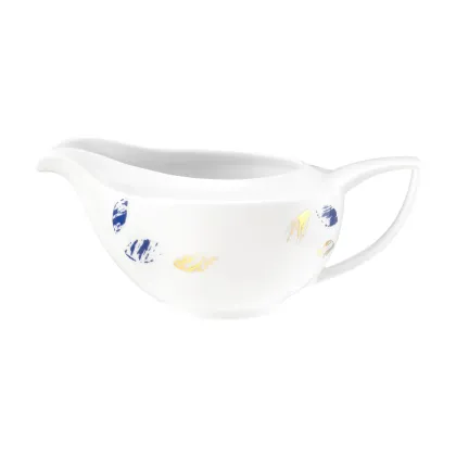 Zdjęcie Niemiecka biała porcelanowa sosjerka o nowoczesnym zdobieniu – Tettau