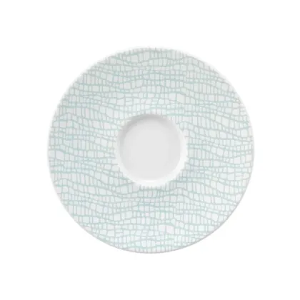 Zdjęcie Piękny mały spodek 13,5 cm zdobiony turkusowym motywem - Seltmann Weiden