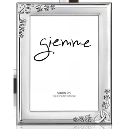 Picture Elegant silver photo frame 13x18 cm decorated with the symbolism of the 25th wedding anniversary