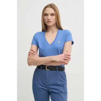 Zdjęcie Polo Ralph Lauren t-shirt bawełniany damski kolor niebieski 211902403