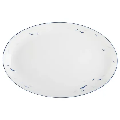 Zdjęcie Stylowy porcelanowy owalny półmisek zdobiony subtelnym motywem ptaków w stylu klasycznym – Tettau
