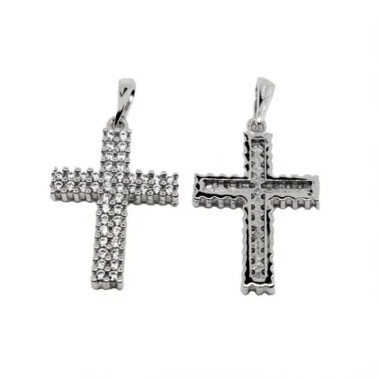 Zdjęcie Luksusowy włoski krzyż z cyrkoniami 20x14mm.
