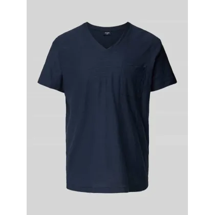 Zdjęcie T-shirt z dekoltem w serek i kieszenią na piersi