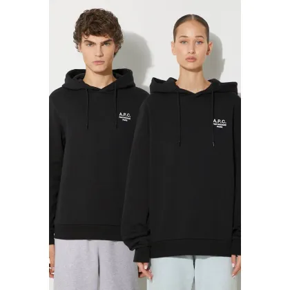 Zdjęcie A.P.C. bluza hoodie standard rue madame GOTS kolor czarny z kapturem melanżowa COHBV.M27914