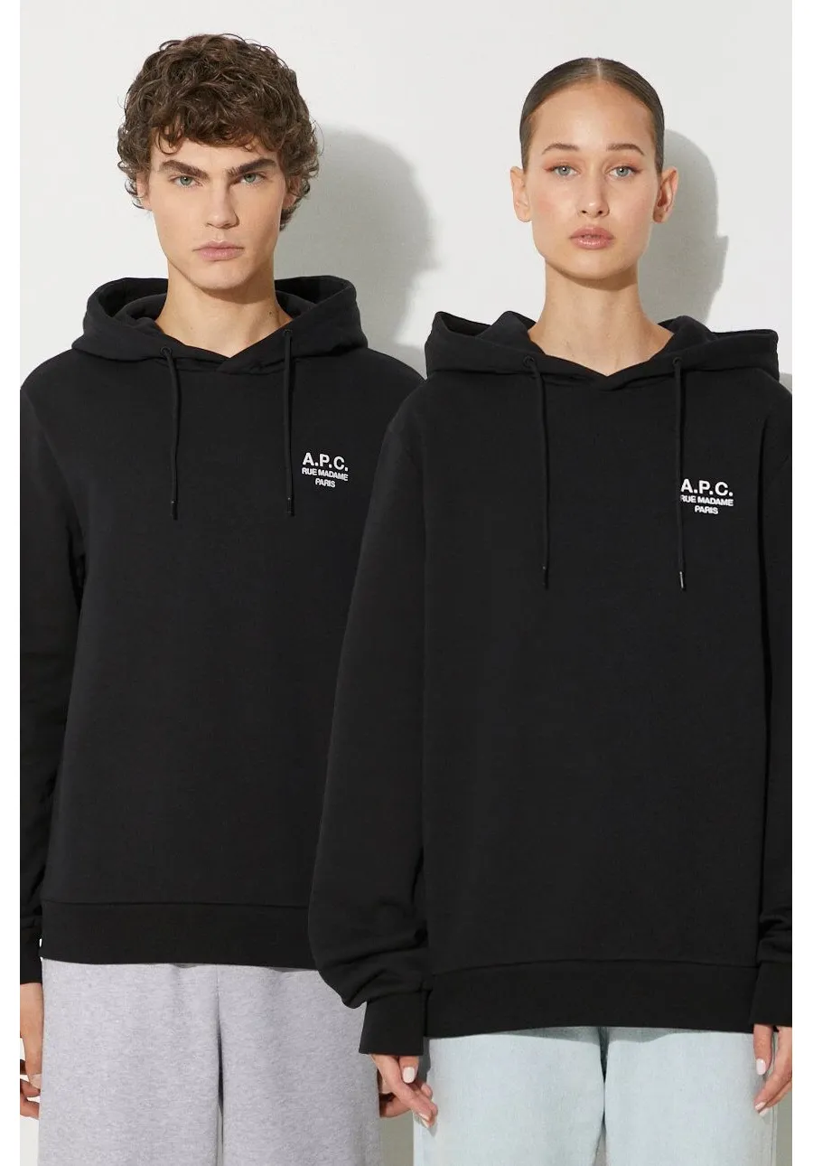 obrazek 1 A.P.C. bluza hoodie standard rue madame GOTS kolor czarny z kapturem melanżowa COHBV.M27914