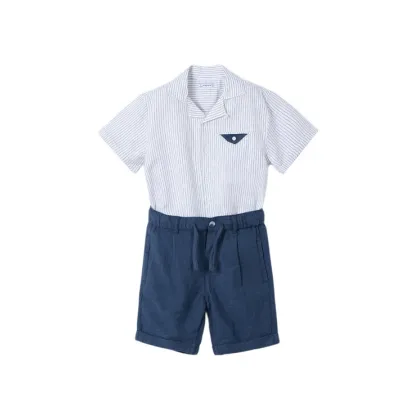 Zdjęcie Mayoral Komplet koszula i szorty materiałowe 3231 Granatowy Relaxed Fit
