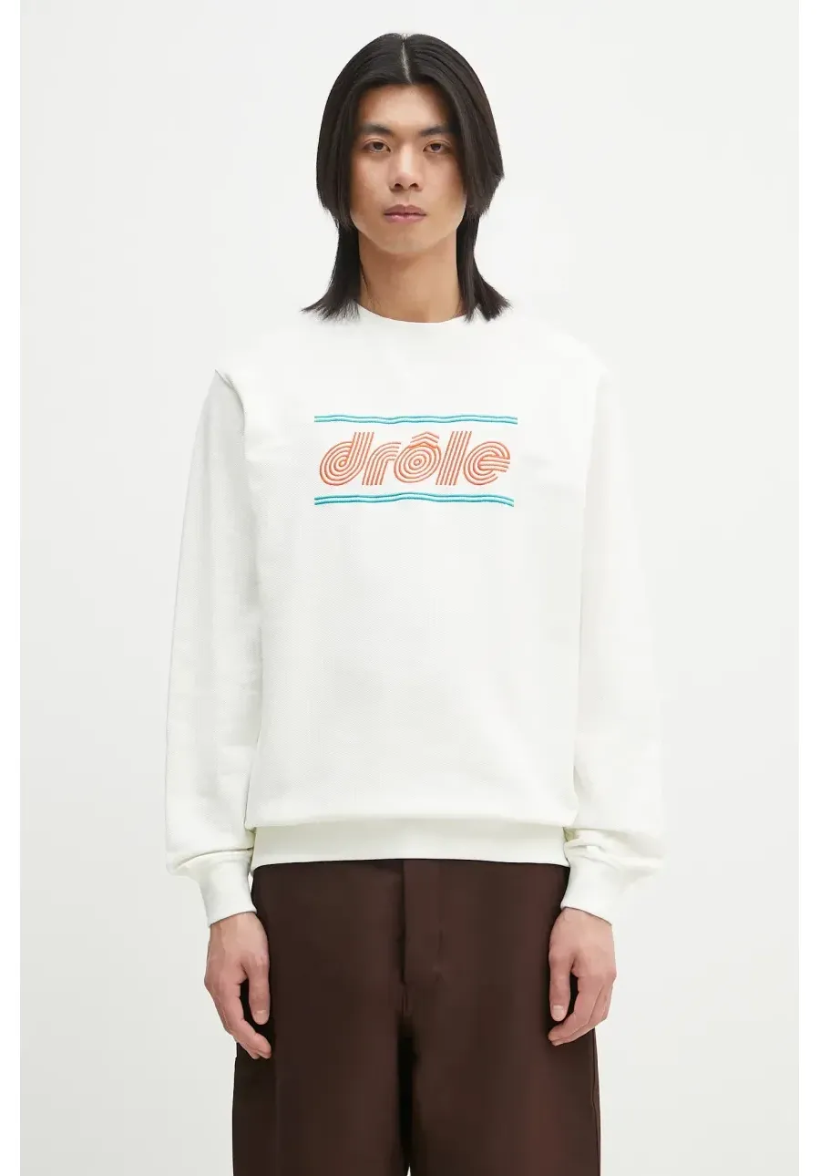 obrazek 1 Drôle de Monsieur bluza bawełniana Le Sweatshirt Pique Tennis męska kolor biały z aplikacją G-SW164-CO162-OW