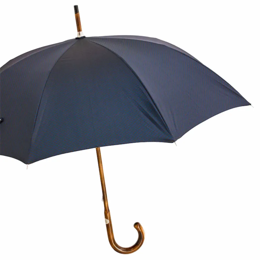 obrazek 7 Klasyczny granatowy parasol męski z piękną drewnianą rączką - Pasotti
