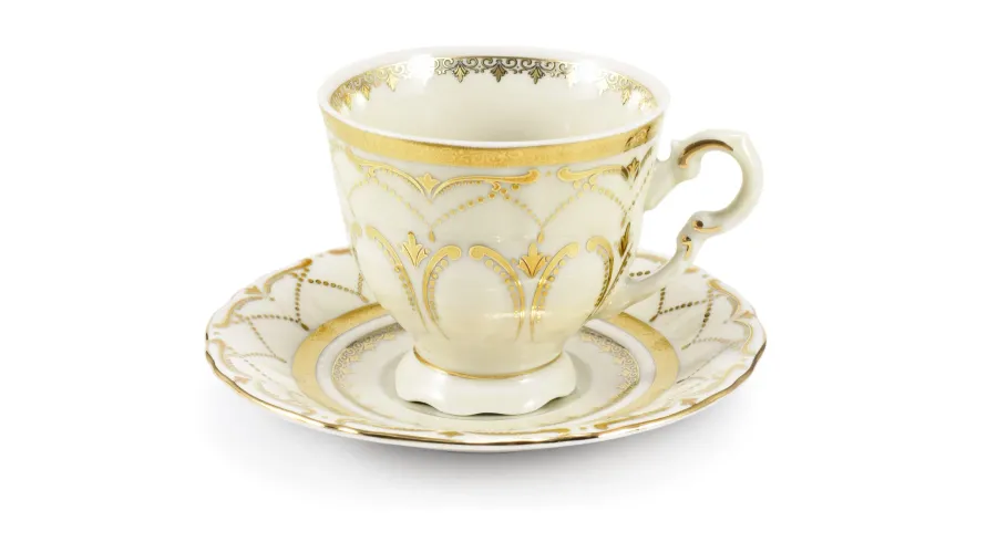 obrazek 1 Stylowa porcelanowa filiżanka do kawy ze spodkiem z kolekcji Ivory wedding sonata – Leander