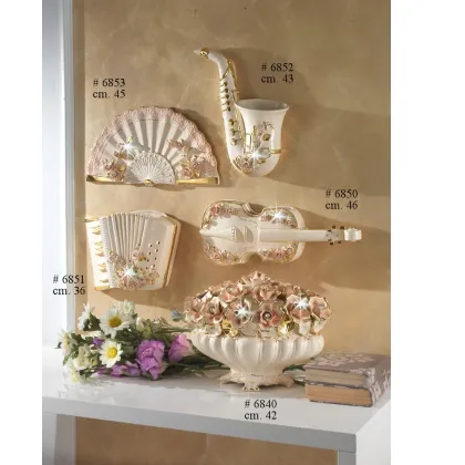 Picture Italian ceramic vase with flowers 42 cm - F.L. Orgy