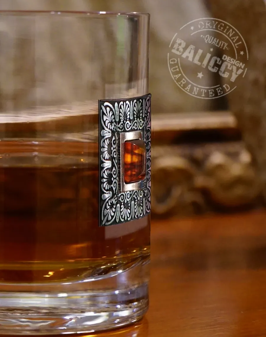 obrazek 3 Szklanki do whisky z bursztynem - Victorian style