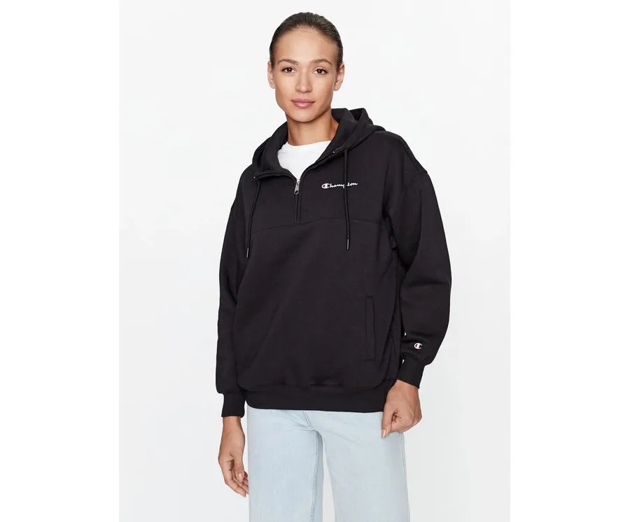 obrazek 1 Champion Bluza Hooded Half Zip Sweatshirt 116581 Czarny Oversize