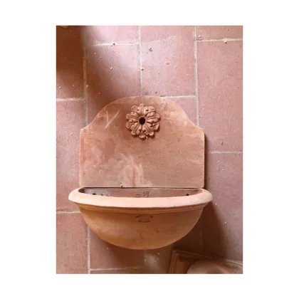 Zdjęcie Włoski zlew ogrodowy wykonany z gliny wraz z osłoną przeciwbryzgową - Fornace Masini