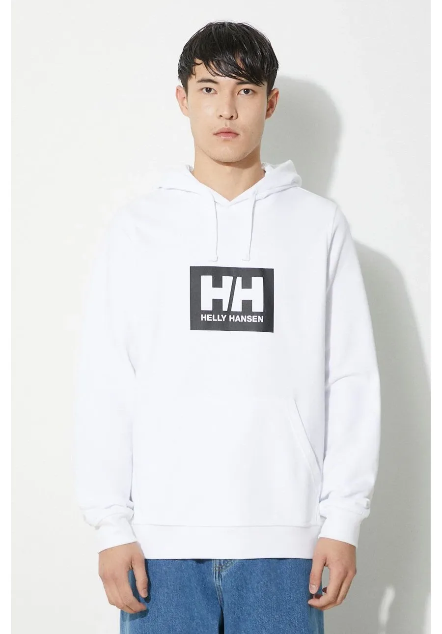 obrazek 1 Helly Hansen bluza bawełniana kolor biały z kapturem z nadrukiem 53289