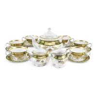 Zdjęcie 15-elementowy bogato zdobiony zestaw do herbaty z porcelany – Leander
