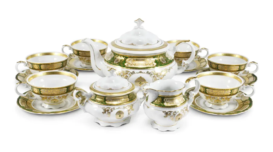 obrazek 1 15-elementowy bogato zdobiony zestaw do herbaty z porcelany – Leander