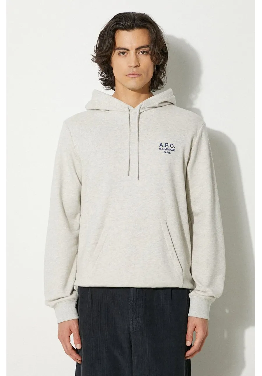 obrazek 1 A.P.C. bluza bawełniana Marvin męska kolor szary z kapturem z aplikacją COEZD.H27733-MARINE