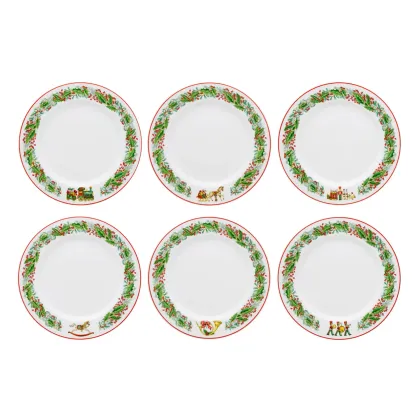 Zdjęcie Porcelanowy zestaw 6 talerzy na chleb i masło ze świątecznej kolekcji Christmas Magic - Vista Alegre