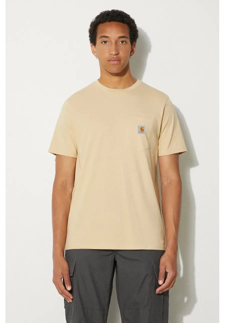 obrazek 1 Carhartt WIP t-shirt bawełniany Pocket męski kolor beżowy gładki I030434.29OXX