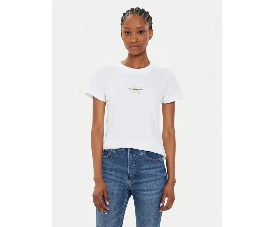 obrazek 1 Calvin Klein Jeans T-Shirt Monologo J20J223563 Biały Slim Fit