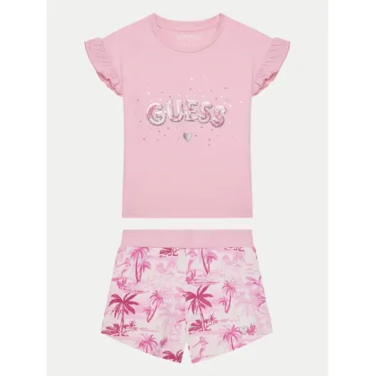 Zdjęcie Guess Komplet t-shirt i spodenki K5GG05 K6YW4 Różowy Regular Fit