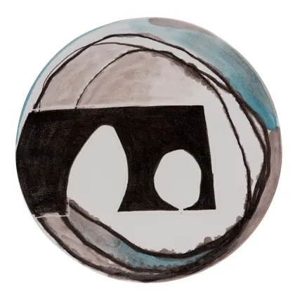 Picture Italian hand-painted ceramic plate H.2xL.36xP.36 cm