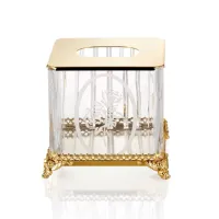 Picture A beautiful crystal tissue container with a matte rose engraving - Il Paralume Marina