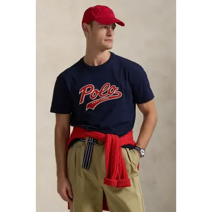 Zdjęcie Polo Ralph Lauren t-shirt bawełniany Tee męski kolor granatowy z nadrukiem 710964477