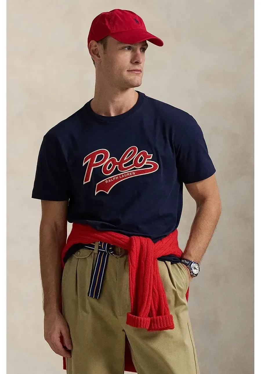 obrazek 1 Polo Ralph Lauren t-shirt bawełniany Tee męski kolor granatowy z nadrukiem 710964477