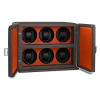 Zdjęcie Niezwykły model futerału na zegarki pokryty skórą cielęcą z zapięciem i 6 rotomatami