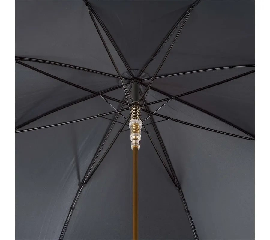 obrazek 7 Elegancki czarny parasol męski z rączką w kształcie złotej głowy konia – Pasotti