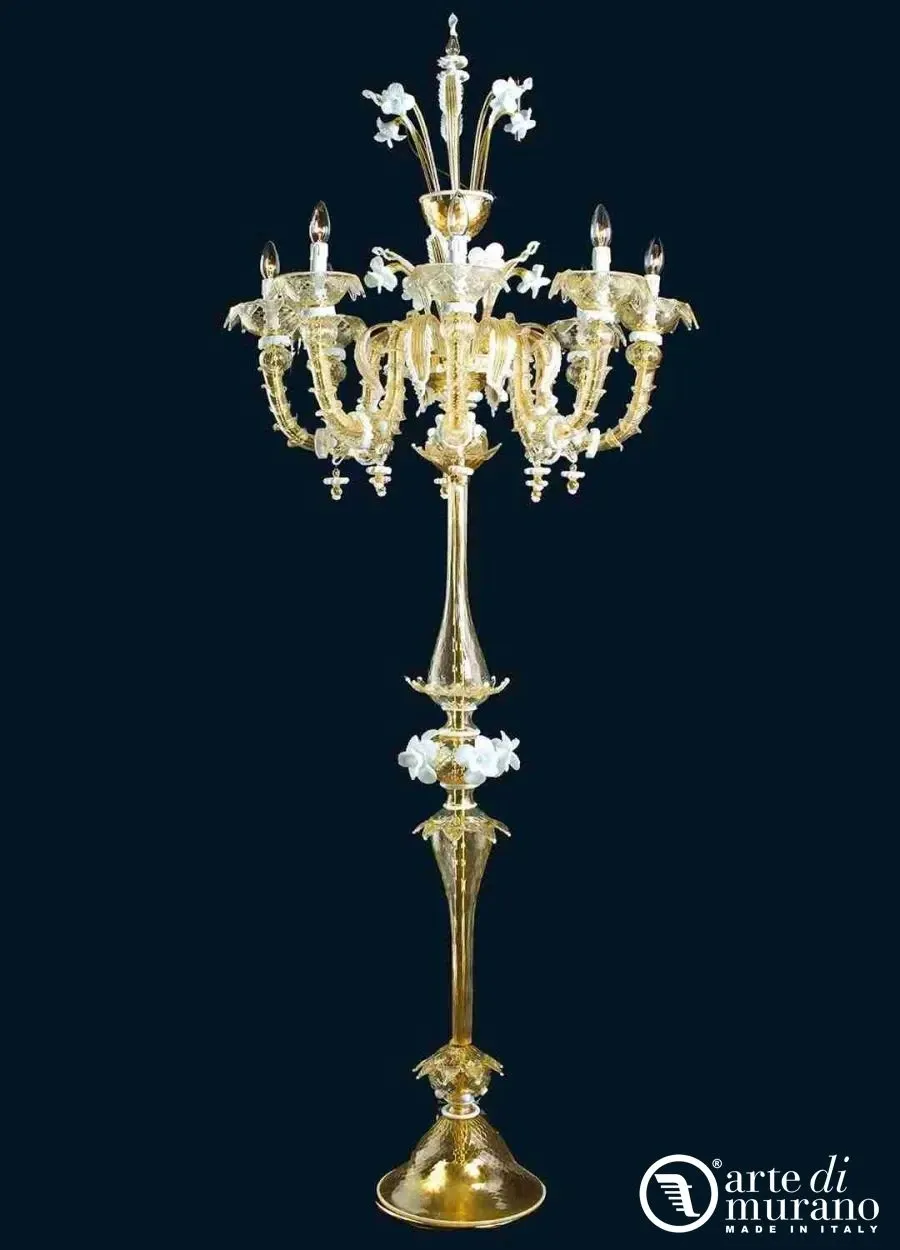 obrazek 1 Prestiżowa lampa podłogowa Imperial Gold ze szkła Murano