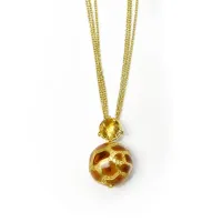 Picture Necklace 18 KT Gold Plated Silver Yellow Cubic Zirconias Enamel Citrine Quartz