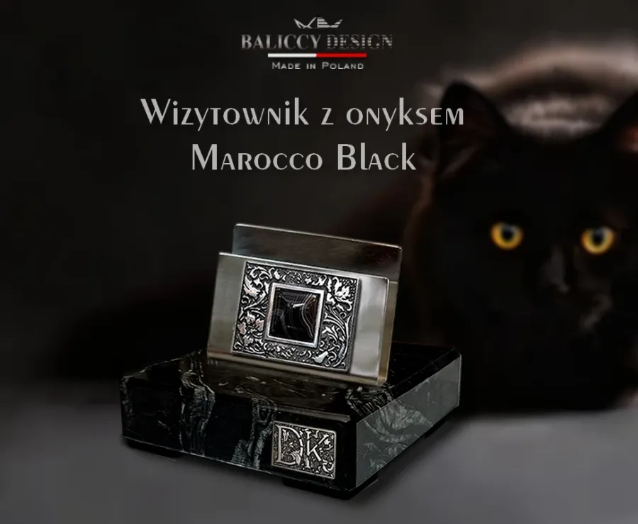 obrazek 2 Wizytownik z onyksem na podstawie marmurowej z inicjałami