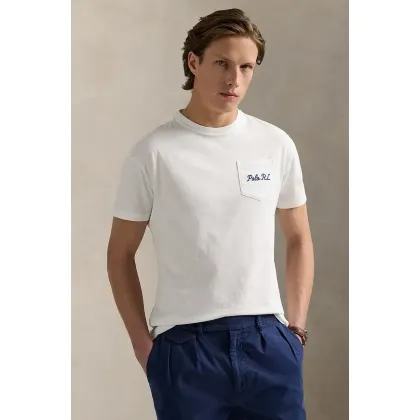 Zdjęcie Polo Ralph Lauren t-shirt bawełniany męski kolor biały z nadrukiem 710969631