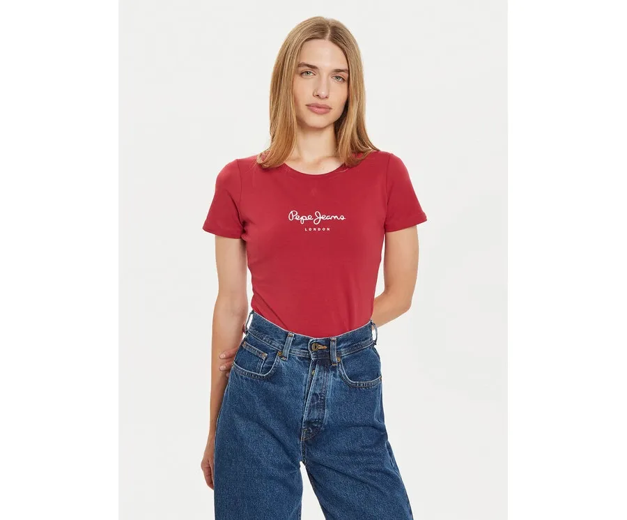 obrazek 1 Pepe Jeans T-Shirt New Virginia PL505202 Czerwony Slim Fit