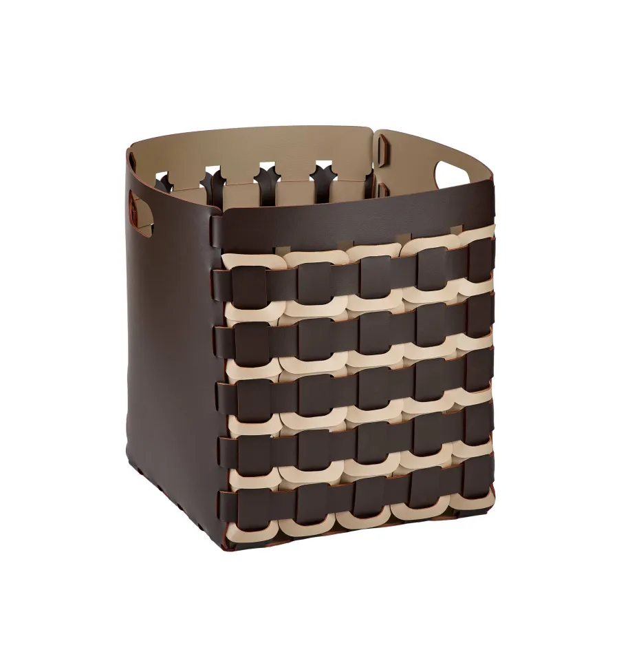 obrazek 1 Stylowy kosz Geometria Quadrata 35x35xH40 cm w kolorze czekoladowym
