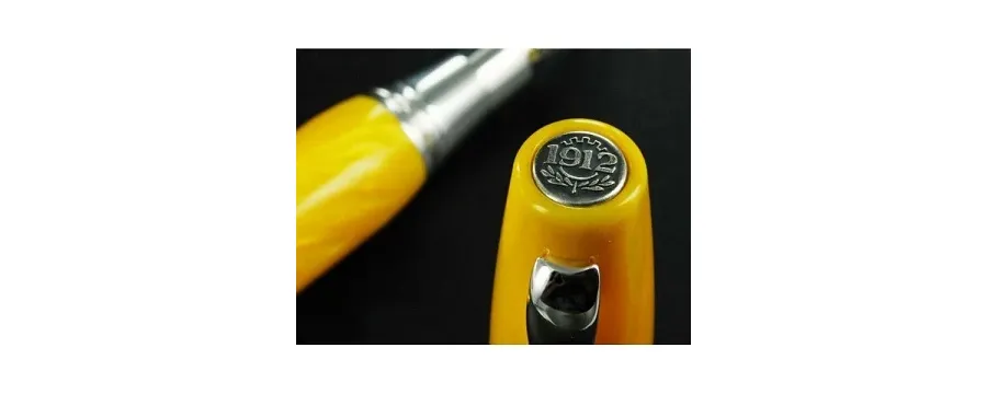 picture 6 Miya Fountain Pen - Silver/Yellow Celluloid - Montegrappa