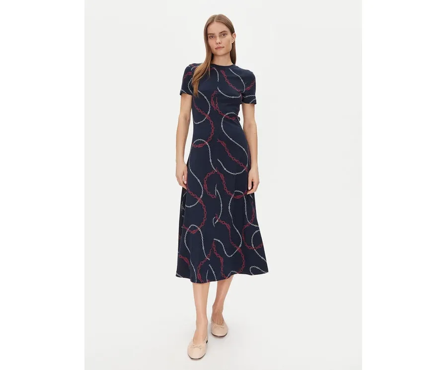 obrazek 1 Tommy Hilfiger Sukienka codzienna Modern F&F Midi Dress WW0WW44547 Granatowy Regular Fit
