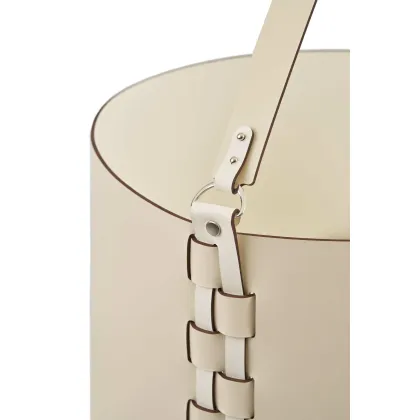 Zdjęcie Skórzany koszyk Helena 35x30xH26 cm w wyjątkowym waniliowym kolorze