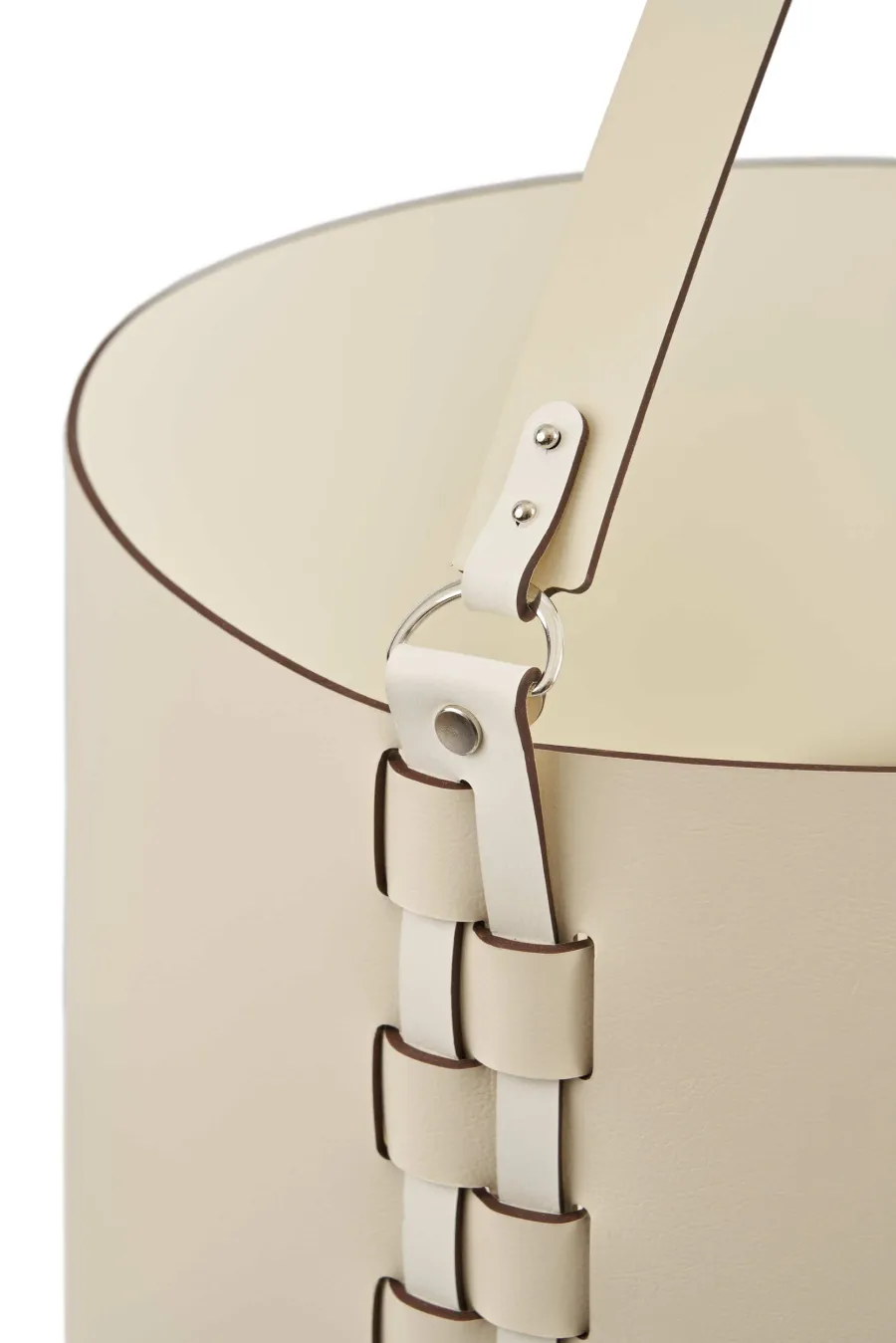 obrazek 1 Skórzany koszyk Helena 35x30xH26 cm w wyjątkowym waniliowym kolorze