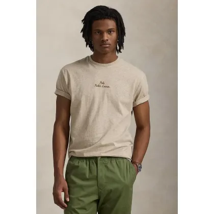 Zdjęcie Polo Ralph Lauren t-shirt bawełniany męski kolor beżowy gładki