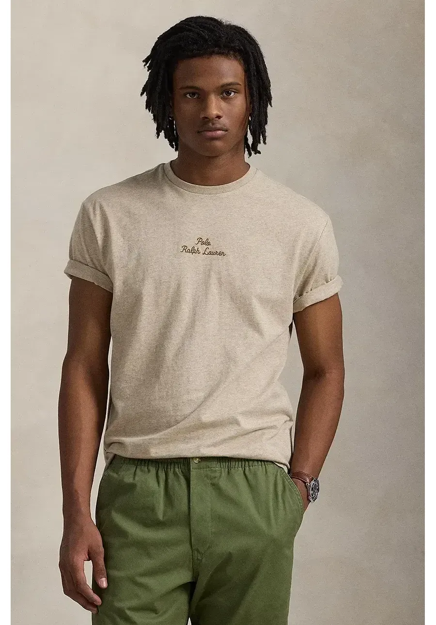 obrazek 1 Polo Ralph Lauren t-shirt bawełniany męski kolor beżowy gładki