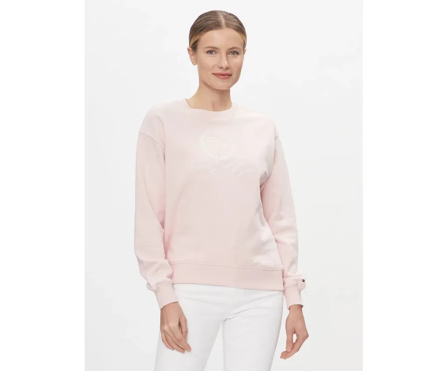 obrazek 1 Tommy Hilfiger Bluza Flag Script WW0WW41758 Różowy Regular Fit